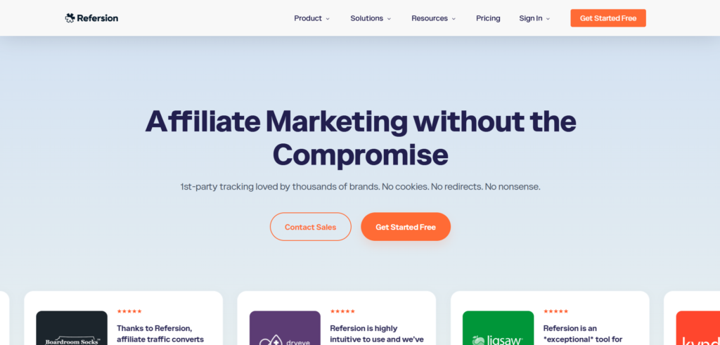 Refersion website homepage