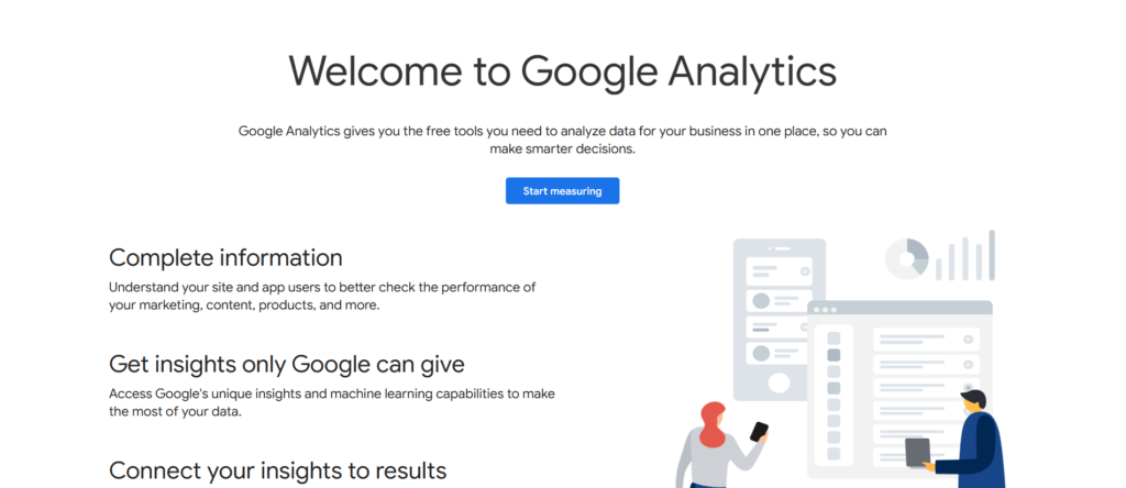 Google Analytics website home