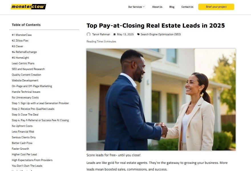 MonsterClaw Blog Pay at closing leads