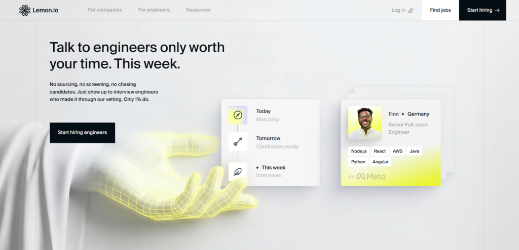 Lemon.io website homepage