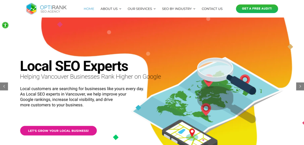 OptiRank Website homepage