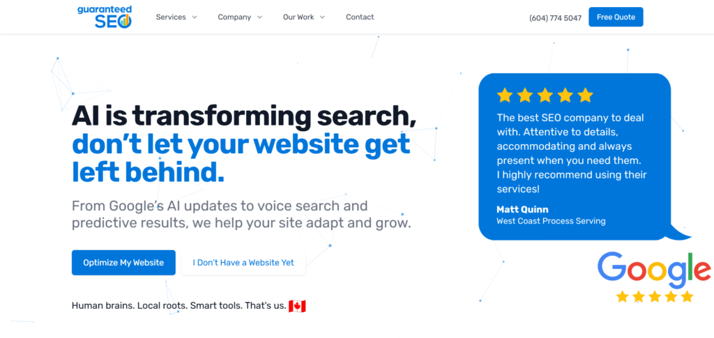 Guaranteed SEO Website Homepage