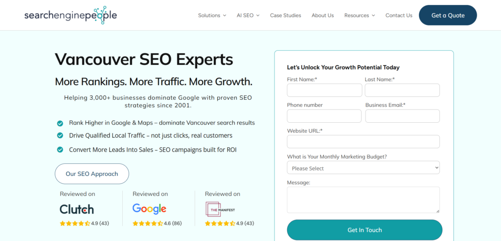 Search Engine People Website Homepage