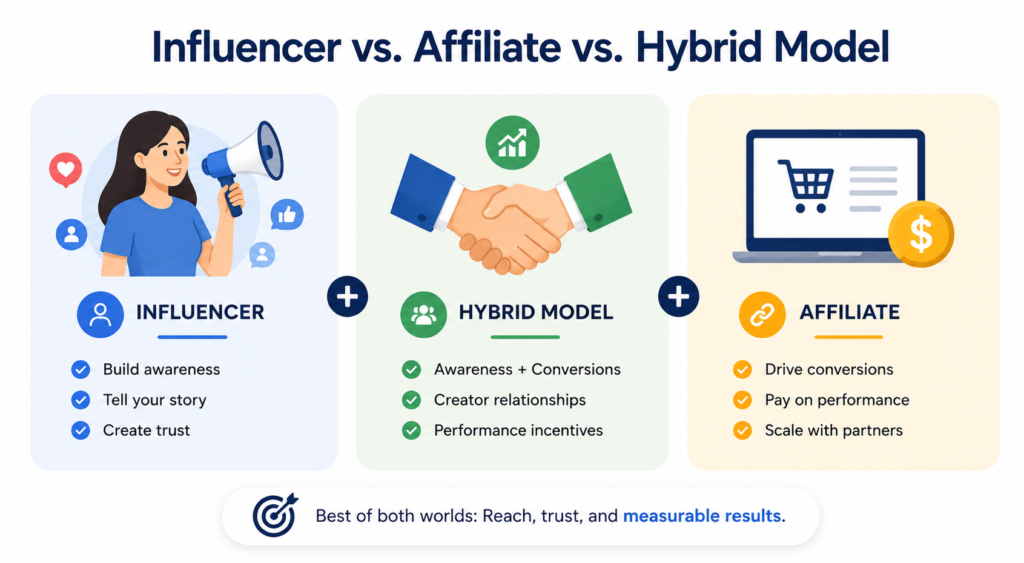 Influence vs Affiliate vs Hybrid Model