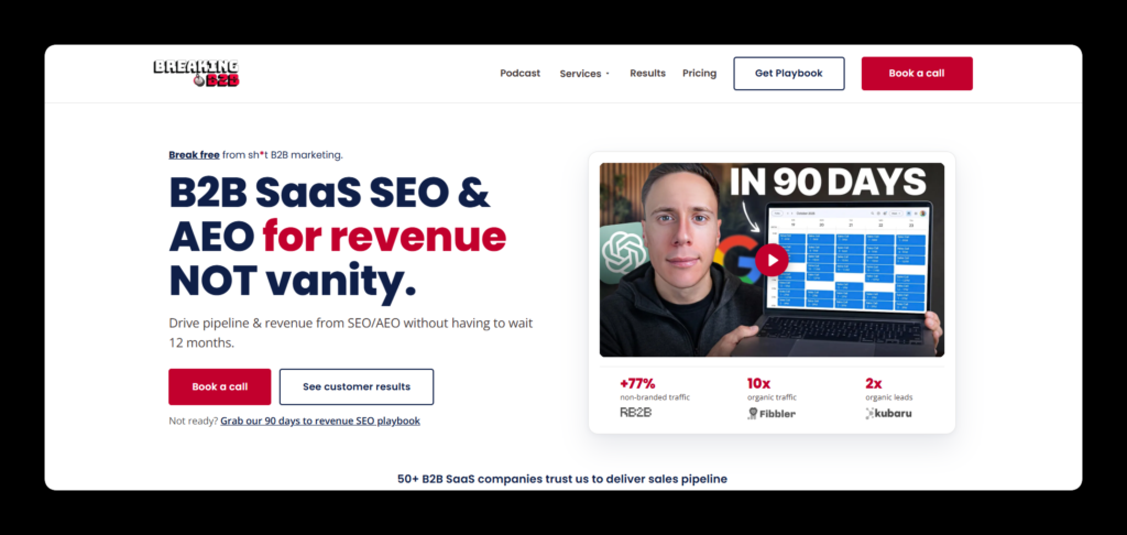 Breaking B2B website homepage