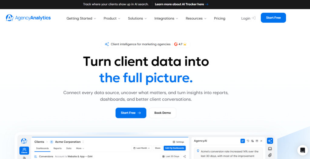 AgencyAnalytics website home