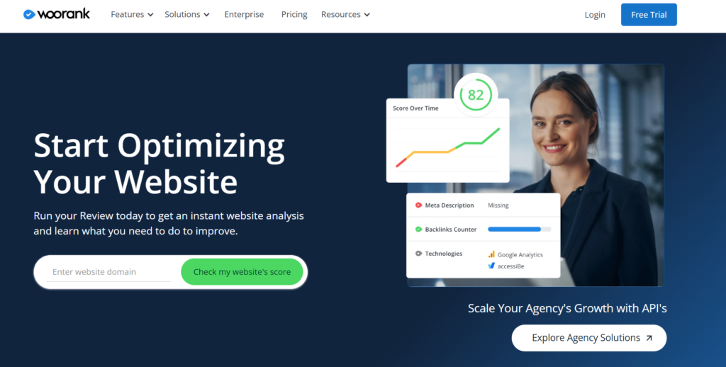 WooRank website home