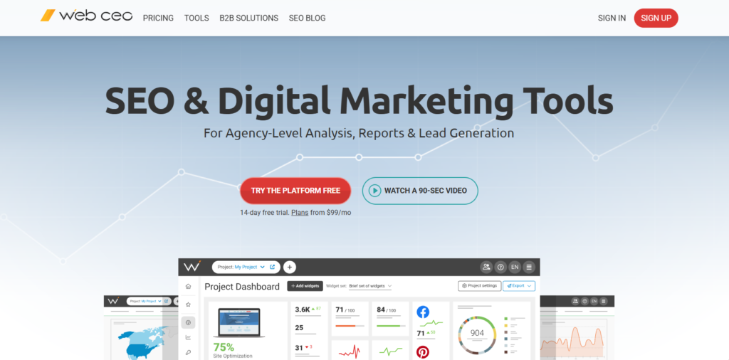 WebCEO website home