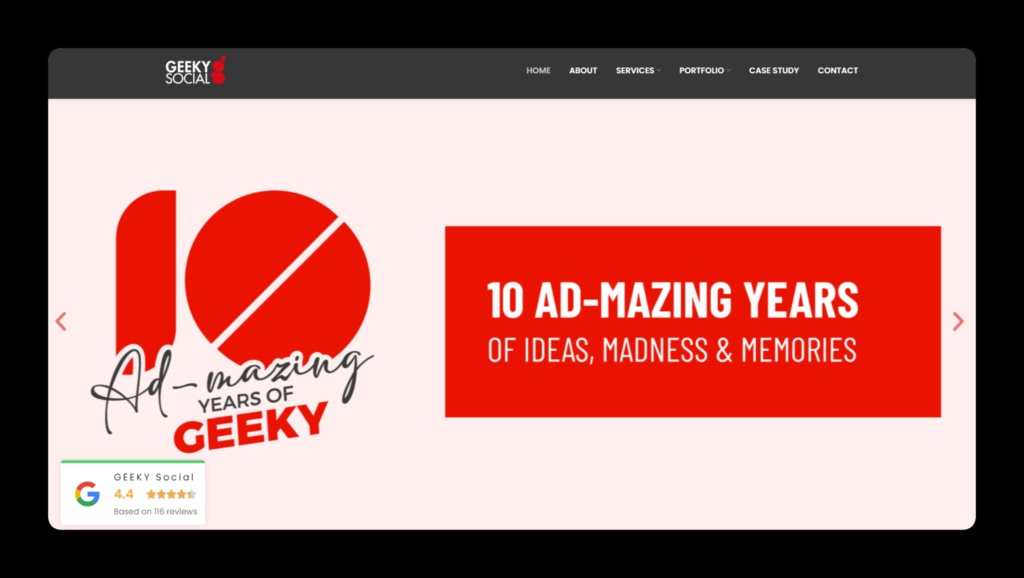 Geeky Social website homepage