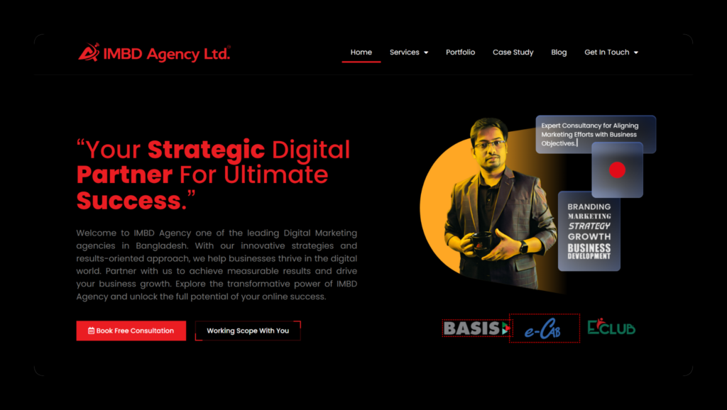 IMBD agency website hoempage