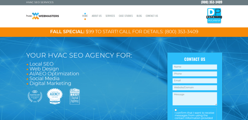 HVAC Webmasters Website Homepage