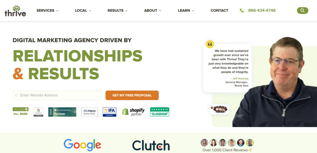 Thrive Agency Website Homepage