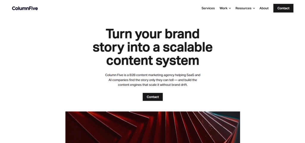 Column Five website homepage