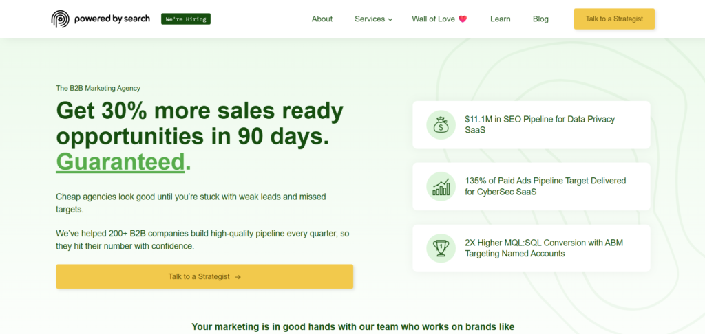 Powered by Search website homepage