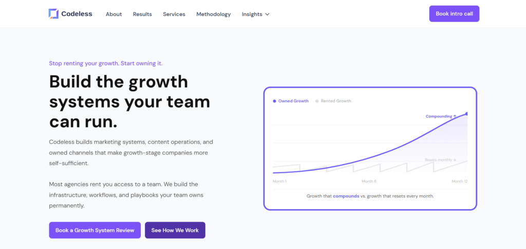 Codeless website homepage