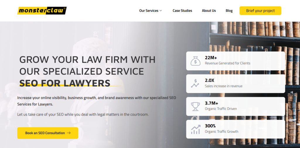 Monsterclaw.com website lawyer seo page