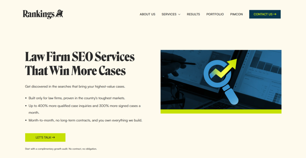 Rankings website homepage