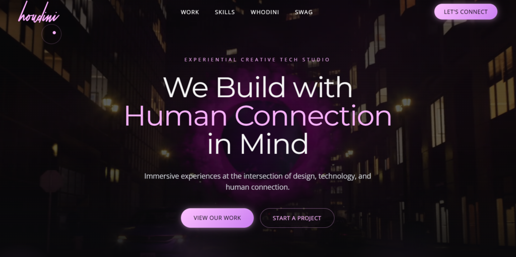 Houdini Interactive Website Home