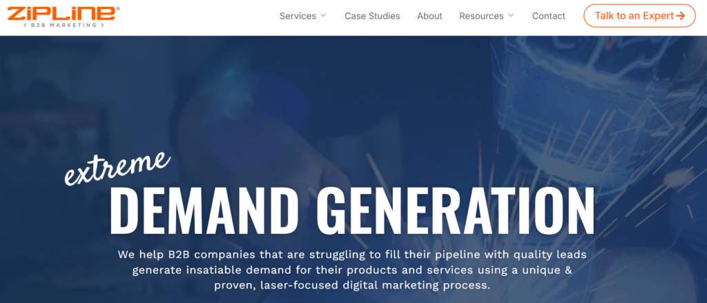Zipline B2B Marketing Website Home